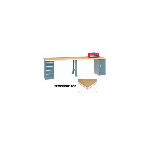 Global Industrial 120x30 Production Workbench Shop Square Edge, Cabinet, 4 Drawer, 1 Leg GY 607990 - main